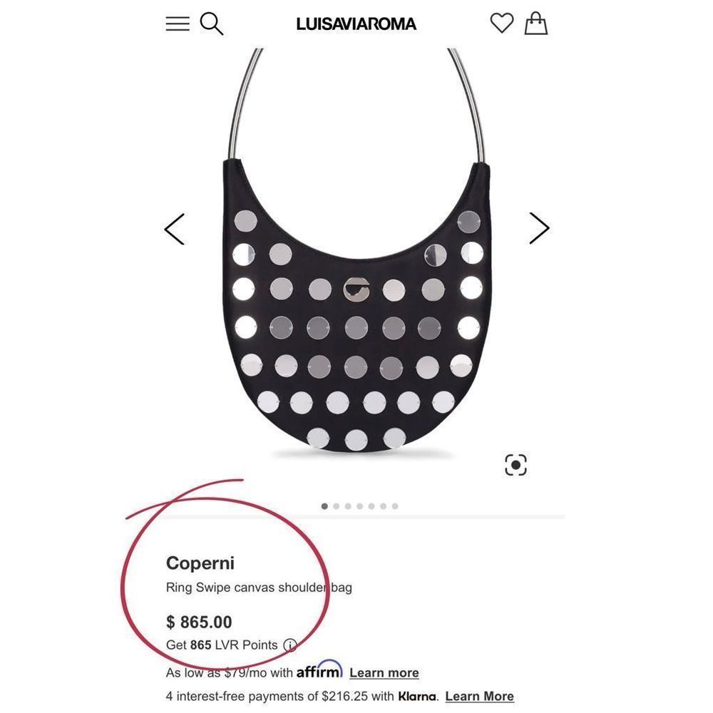 🚫SOLD ON DEPOP🚫NWT Coperni Ring Swipe Mirror Stud Black Shoulder / Top Handle - Picture 4 of 17